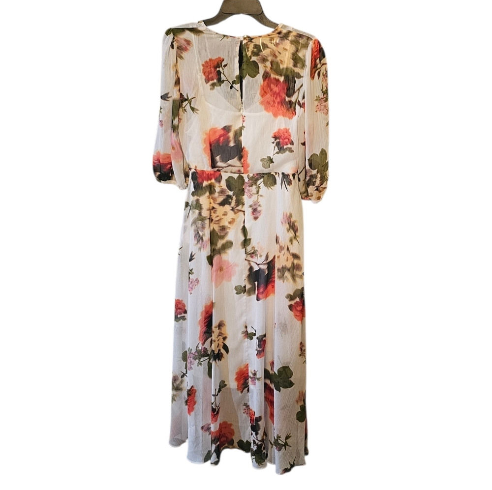 Calvin KleinWomen's Floral-print Faux-wrap Chiffon High-low Dress Sz 4 NWT - Picture 5 of 16